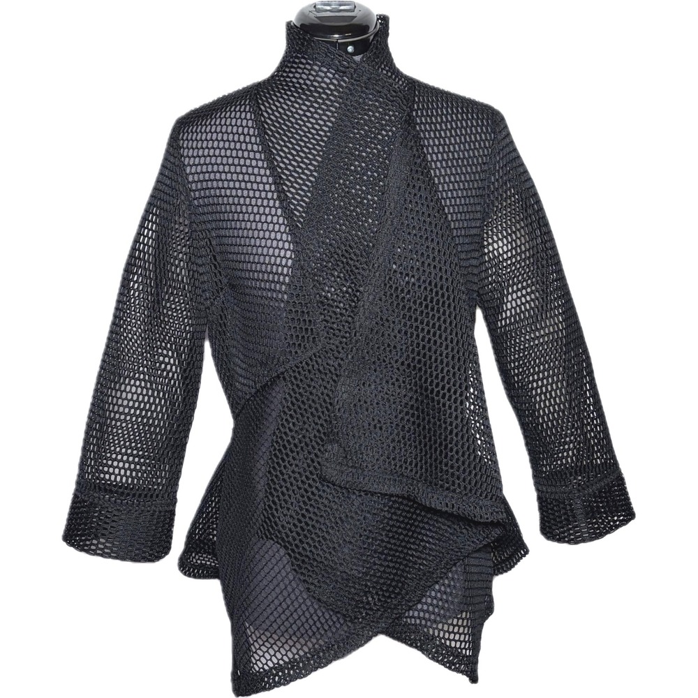 Samuel Dong Black Mesh Fishnet Peplum Jacket Avant Garde Blazer B40 W32 M